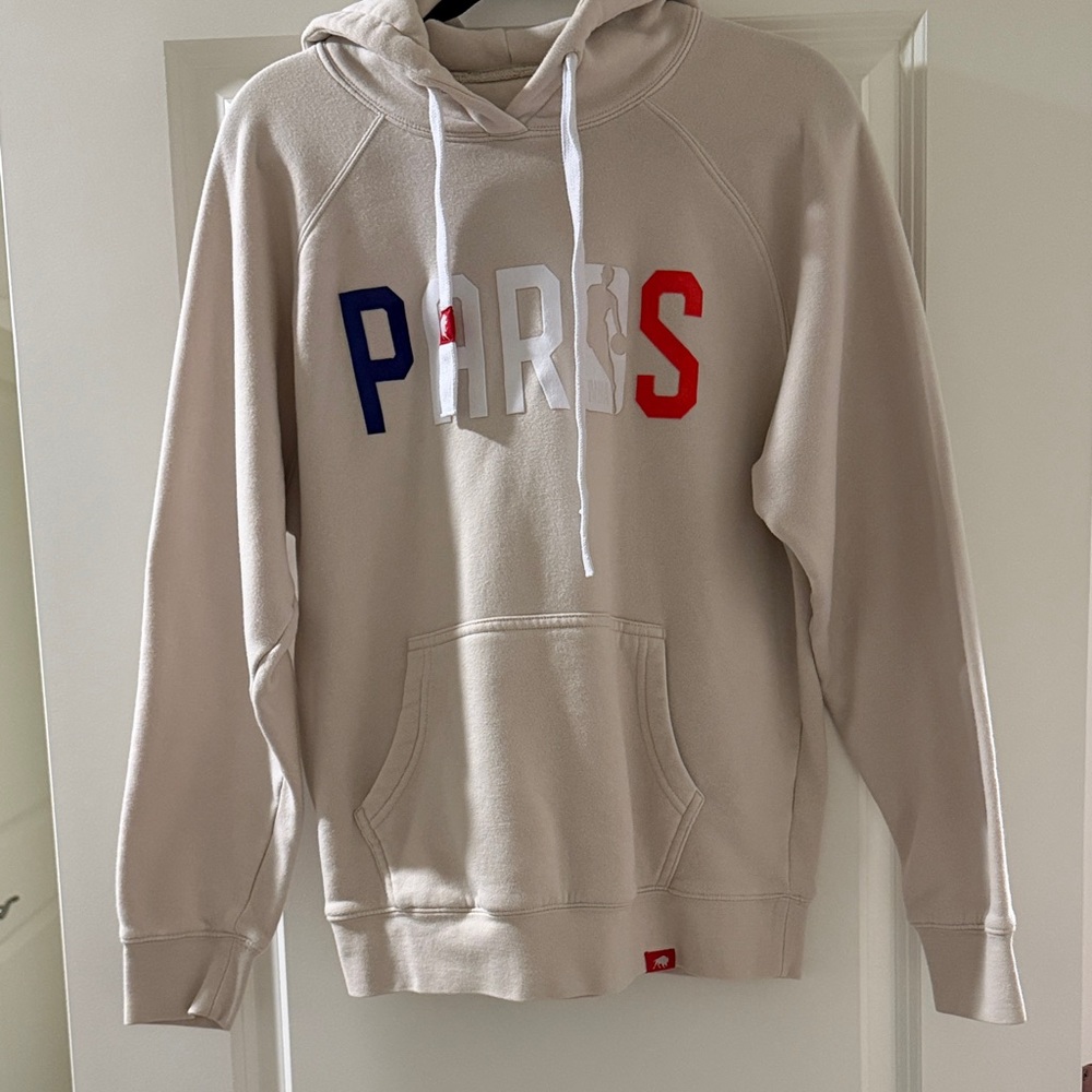 NBA Beige Paris Hoodie with Red and Blue Accents